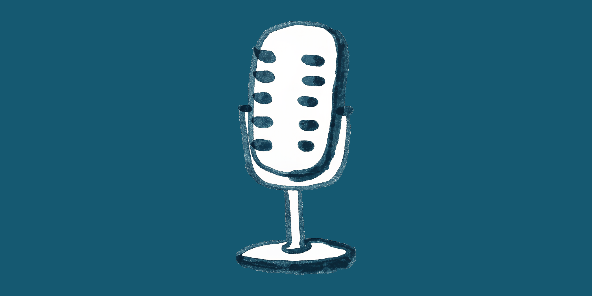 A hand-drawn vintage desk microphone on a round stand
