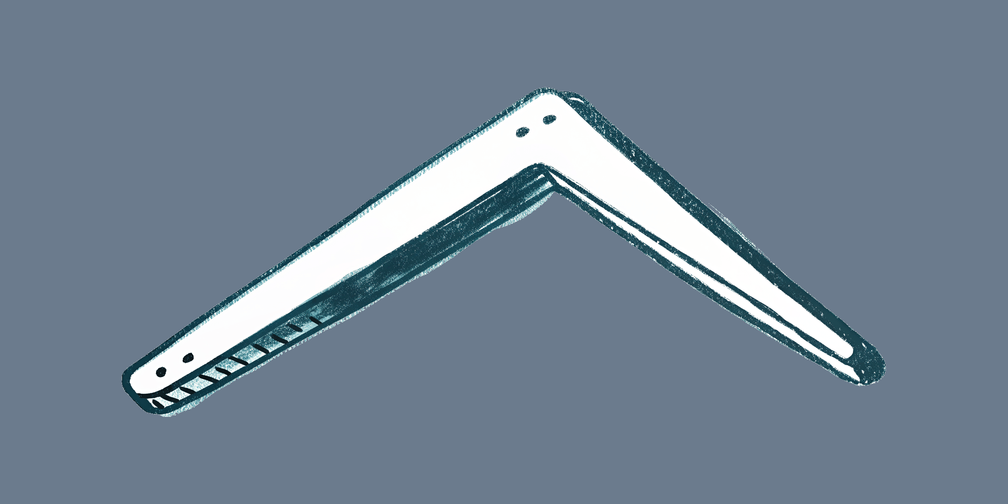 A hand-drawn wooden boomerang lying flat